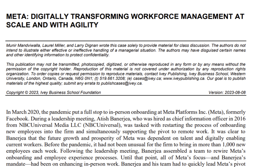 Meta: Digitally transforming workforce management at scale and with agility